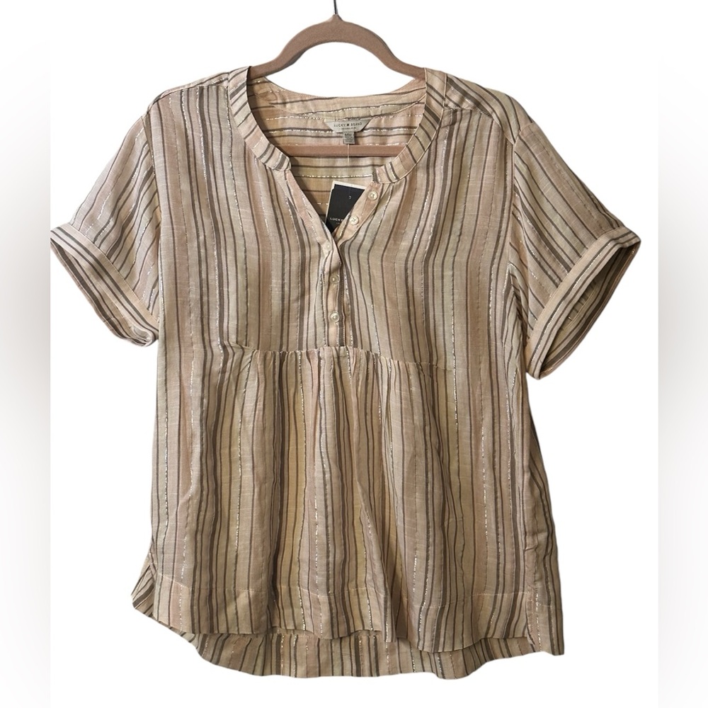 Lucky Brand short sleeve stripes women’s top. Medium size.